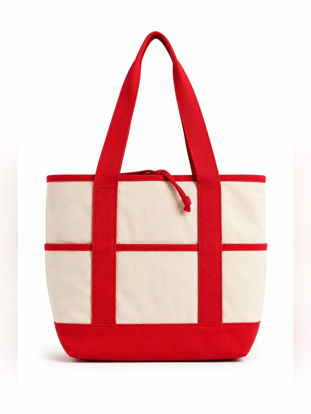 Red & Cream Canvas Nautical Mini Tote, Anchor Print, Coastal, New England, Euro